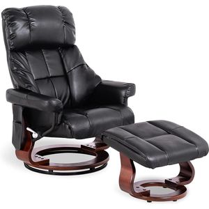 Monkey's Massagestoel - Kunstlederen - Massagestoel - Relax stoel - Chill stoel - Zwart - Tv stoel - 360 Graden Draaibaar - Inclusief Hocker - ‎90 x 86 x 110 cm