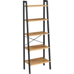 Vasagle LLS45 Boekenrek | Boekenkast | in Vintage-Stijl met Vijf Planken en een Metalen Frame | Eenvoudige Montage | Voor Woonkamer |Slaapkamer | Keuken, 56 x 172 x 34 cm (b x h x d) | Zwart - Brauin