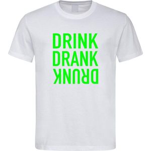 Wit Fun T-Shirt met “ Drink. Drank, Drunk “ print Groen  Size XS