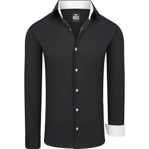 ItalianStyle - Herenoverhemd - Zwart - Slimfitmodel - Katoen