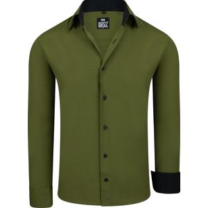 ItalianStyle - Kosta - Herenoverhemd - Kakigroen - Slimfitmodel