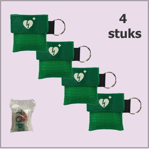 Reanimatiemasker | Kiss of Life | Beademingsmasker | Reanimatie masker | Sleutelhanger | Veilig reanimeren | Groen | 4 stuks
