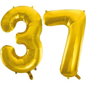 Folieballon 37 jaar Goud 66cm