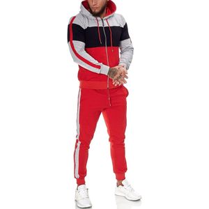 One Redox - 1082 - Heren Joggingpak - Zwart Rood - Katoen Stretch