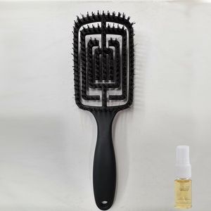 Haarborstel nylon & zwijnhaar - antiklit - detangle haarkam - borstel - comfortabel - massagekam  -  Nu met gratis 10 ml  arganolie