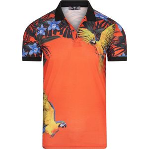 Ers - Albino - Heren Poloshirt - Oranje - Vogelprint