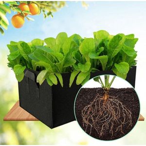 ✿BrenLux® Plantenbak vilt - Plantenzak - Plantenmand - GRATIS schrijfbordje - Kweekzak - Groeizak - Plantenmand 60x30x20cm -Gewichtloze plantenbak - Plantenbak opvouwbaar Zwarte plantenbak - Zaaimand - Fleurige groentebak