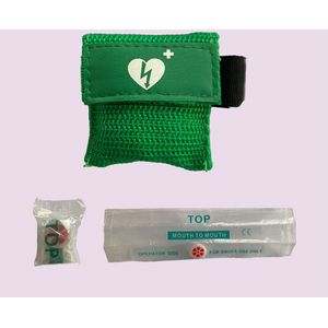 Kiss of life | Ademhalingsmasker | Beademingsdoekje | Gezichtsbeschermer | CPR masker | Reanimatiemaster | Sleutelhanger - Groen - Veilig reanimeren