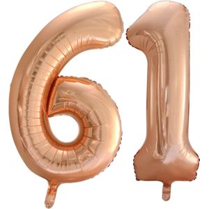 Folieballon 61 jaar Rose Goud 66cm