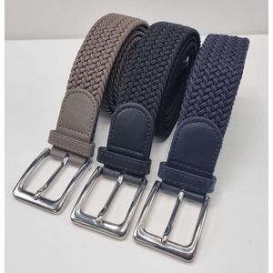 3 pack deal - Elastische broekriem  Stretch riem  Vlecht riem Gevlochten riem  Elastiek riem - unisex - Kleur  1-Blauw 2-Zwart 3-Kaki