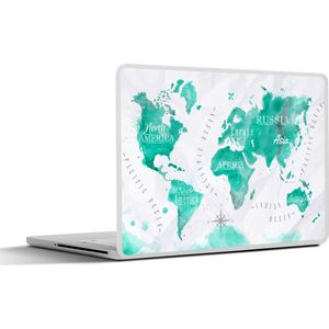 Laptop sticker - 15.6 inch - Wereldkaart - Schilderij - Waterverf - 36x27,5cm - Laptopstickers - Laptop skin - Cover