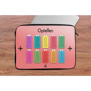 Laptophoes 13 inch - Kinderkamer - Optellen - Rekenen - Meiden - Jongetjes - Kinderen - Kids - Laptop sleeve - Binnenmaat 32x22,5 cm - Zwarte achterkant