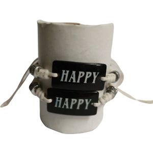 Couple bracelets 2 stuks | HAPPY | Mix kleur | relatie of vriendschap Kado | armbandenset