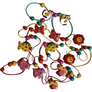 Haarelastiek - Assortiment A van hout - 12 stuks - Totally For Kids - haarmode - haaraccessoires - Haarelastiekjes
