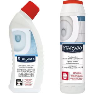 Starwax - Superkrachtige Ontkalker Gel WC + Superkrachtige Ontkalker Poeder WC - Voordeelset