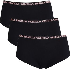 Vanilla - Dames hipster, Ondergoed dames, Lingerie - 3 stuks - Egyptisch katoen - Zwart - XXL