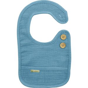 Smikkels - Slabbetje S - Blauw - 100% biologisch katoen - Knoopsluting - Dubbellaags - Dikke kwaliteit - Hydrofiel met badstof slab