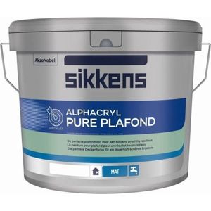Sikkens Alphacryl Pure Plafond - Matte aanzetvrije plafondverf - waterbasisi - 10 L - RAL 9010 - Puur wit