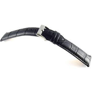 Horlogeband diloy superior zwart gevuld croco 18 mm