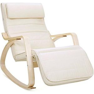 Schommelstoel - Stoel - Relaxfauteuil verstelbaar - Relaxstoel - Ligstoel - 67 x 115 x 91 cm - Wit
