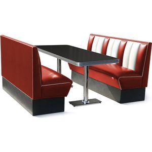 Classic Diner Retro Bel Air Set 2 x Bank 150 cm en tafel