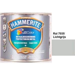 Hammerite Metaallak Lak- 2 in 1 ( primer en eindlaag) - metaal - RAL 7035 - Lichtgrijs - 1 l zijdeglans