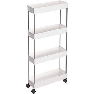 Rek - Keukenrek - Opbergrek - Badkamerrek - Kruidenrek - Trolley - 45 x 17 x 91 cm - Wit