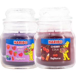 Haribo kaarsen 85gr set 2 - 1x klein Berry 1x klein cola