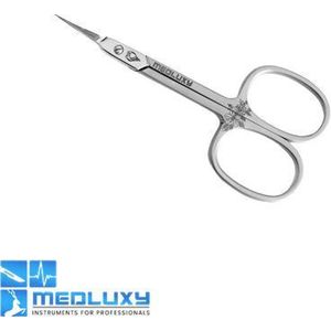 MEDLUXY PRO - Nagelriemschaar - Gebogen - Micro Fijne Spits / Scherp punt - 10 cm - Comfort Design [huid- en vellenschaartje, nagelriemknipper, cuticle scissor, verwijderen van nagelriemen]