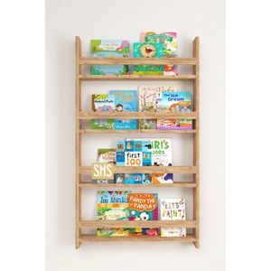 SNS Home - Met 4 Planken - 120 x 74 Cm - Montessori Boekenkast - Educatieve Kinderboekenkast - Woor Kinderen - MDF Pijnboom
