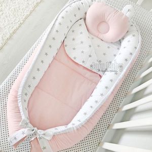 Jaju Baby - Babynestje en Hoofdkussen - Organische Katoen - Antibacterieel Babynestje - Anti-Allergisch Babynestje - Poeder - 74 x 40 cm