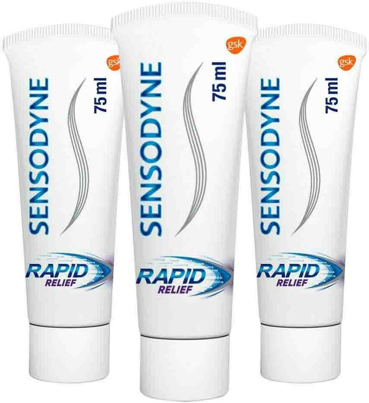 3x Sensodyne Tandpasta Rapid Relief Mint 75 ml
