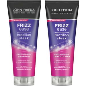 John Frieda Frizz Ease Brazillian Sleek - Shampoo 1x 250 ml & Conditioner 1x 250 ml - Pakket