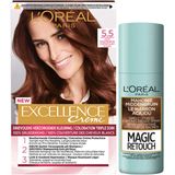 L'Oréal Excellence Mahonie Haarverf Middenbruin en uitgroei set Pakket