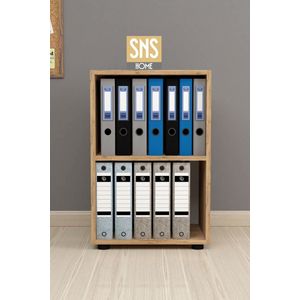 SNS Home, 15-01, Prismakast met 2 Planken, Boekenkast met 2 Planken, Kantoorkast, Map, Multifunctionele Kast, Keukenkast, Pijnboom, 74 x 49 x 32 cm
