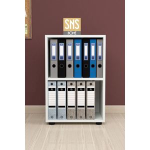 SNS Home, 15-01, Prismakast met 2 Planken, Boekenkast met 2 Planken, Kantoorkast, Map, Multifunctionele Kast, Keukenkast, Wit, 74 x 49 x 32 cm