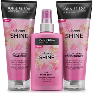 John Frieda - Vibrant Shine - Pakket - Shampoo 250 ml - Conditioner 250 ml - Shine Spray 150 ml