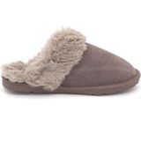Blenzo - 1785TA1 - Dames Pantoffel Muil - Taupe - Suède met Imitatie Bontrand