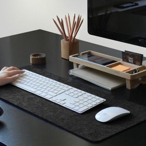 Fagus Wood - Vilten Mini Bureau Mat - Vilten Bureau Organizer - Kantoor Bureau Mat - Vilt Muismat - 28 x 64 cm - Gerookte