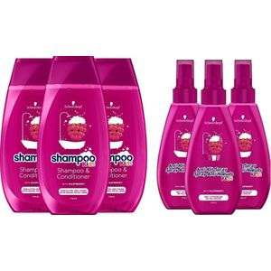 Schwarzkopf Kids Girls Fee Pakket - 3x Shampoo & 3x Anti-Klit Spray