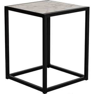 Bijzettafel - Zwart - Metaal - Marmer - Vierkant 39x39x49 - MY Own Table 002C