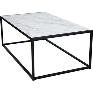 Salontafel - Industrieel - Zwart Metaal - Witte Marmer - 1150 x 650 x 413 - MY Own Table 007C