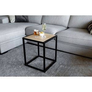 Bijzettafel - Zwart - Metaal - Eik - Vierkant 39x39x49 - MY Own Table 002B