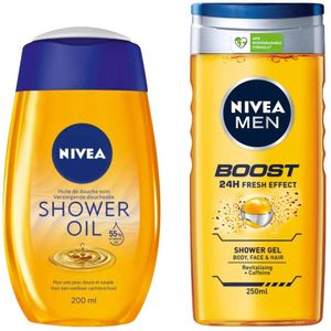 Nivea Natural Doucheolie + Showergel Men Pakket