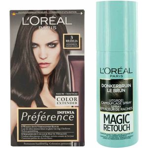 L'Oréal Preference Haarkleuring 03 Brasilia - Donkerbruin + Magic Retouch Uitgroeispray Bruin 75 m Pakket