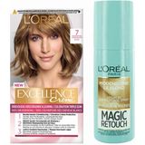 L'Oréal Excellence Crèmekleuring 7 Middenblond 1x & Magic Retouch Uitgroeispray Middenblond 1x 75 m Pakket