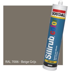 Siliconenkit Sanitair - Soudal - Keuken - Voor binnen & buiten - RAL 7006 Beige Grijs - 300ml koker