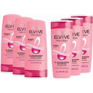 L'Oréal Elvive Nutri-Gloss – shampoo 3x 250 ml & Conditioner 3x 200 ml – Pakket