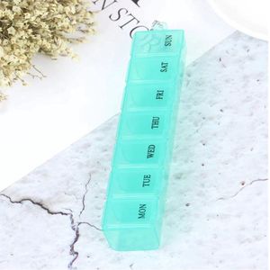 Pillendoos - Pillen planner - Medicijndoos - Rechthoek - Groen - 7 Dagen Pillendoos - Medicijnen - Bewaardoos - Pillendoosje - Pillen organizer