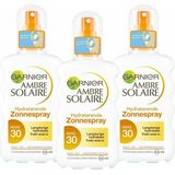 3x Garnier Ambre Solaire Hydra 24 Zonnebrandspray SPF 30 200 ml